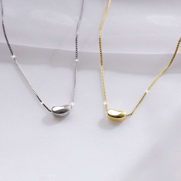 

korean fashion simple ins acacia bean 18k gold titanium steel necklace, Black