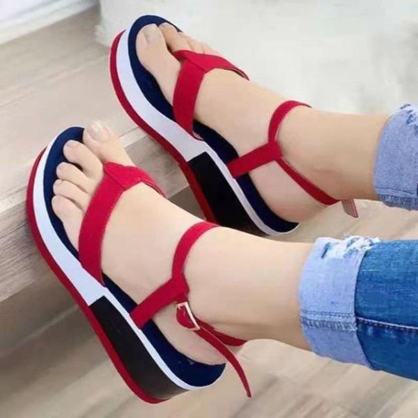 

sandals women's fashion platform shoes women casual outdoor buckle thick bottom comfortable summer female back strap flat, Black