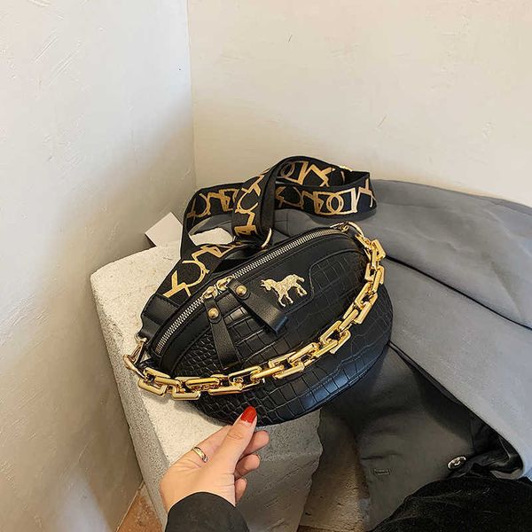 

chest bag women 2021 fashion single shoulder chain small waist wide band cross saddle