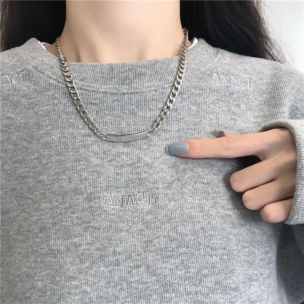 

pendant necklaces fashion simple design necklace for women female vintage silver color chain choker collier punk goth jewelry