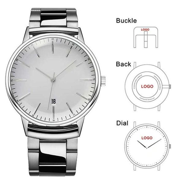 

wristwatches cl047 personalized name silver stainless steel quartz mens wrist own logo man watch 1 oem drop custom text, Slivery;brown