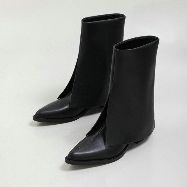 

boots 2021 british style women's modern handmade retro flat shoes genuine leather women, Black
