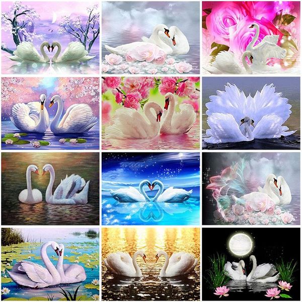 

diamond painting swan animals diy 5d full round drill rhinestones mosaic scenery embroidery cross stitch kits wall art
