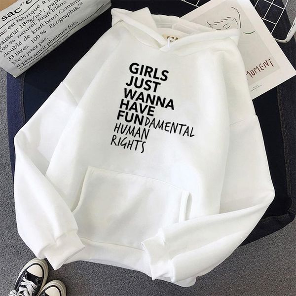 

letter print loose sweatshirts feminist sweaters women girls i just want to have essential human rights camisa de entrenamiento, Black