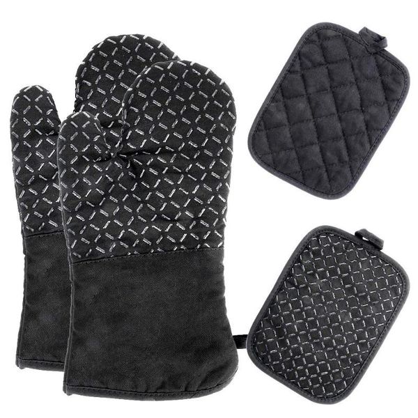 

oven mitts and pot holders,heat resistant glove with non-slip silicone surface, safe for cooking baking (4 pcs)