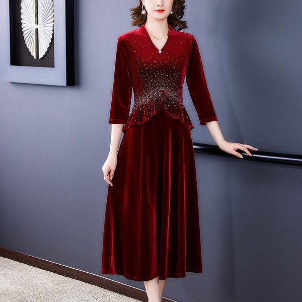 

casual dresses coigarsam women long dress autumn 2022 cheongsam purple red black robe vestidos, Black;gray