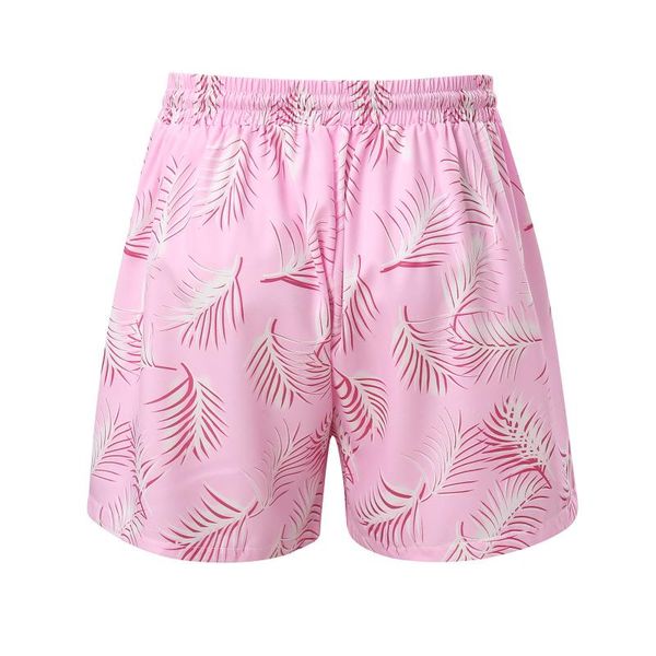 

swimming pants plus size 3xl pink leaf printing mens beach shorts waist belt swimsuits running sports surffing men's swimwear