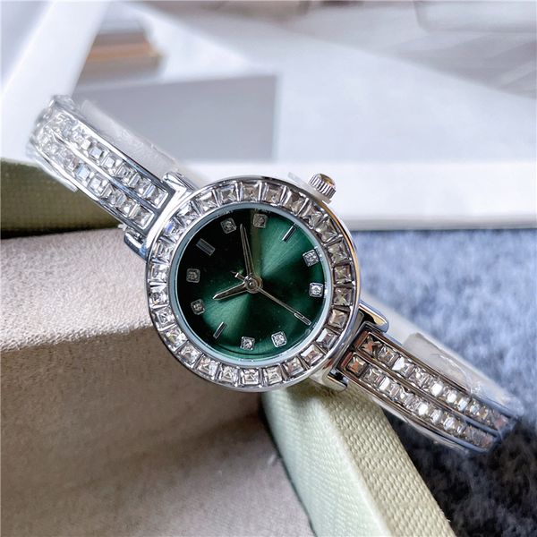 Orologi di marca Donna Ragazza Lady Bellissimo orologio da polso al quarzo con cinturino in acciaio con cinturino in metallo stile diamante D27