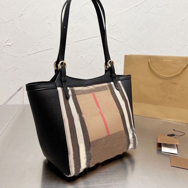 

classic lattice shopping bag tote women two-tone check large leather shopper hand bags ladies fashion handbags female big totes gifts