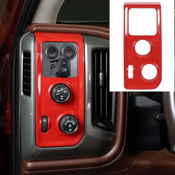 Aparagem de tampa do painel de interruptor de farol vermelho para Chevrolet Silverado / GMC Sierra 14-18