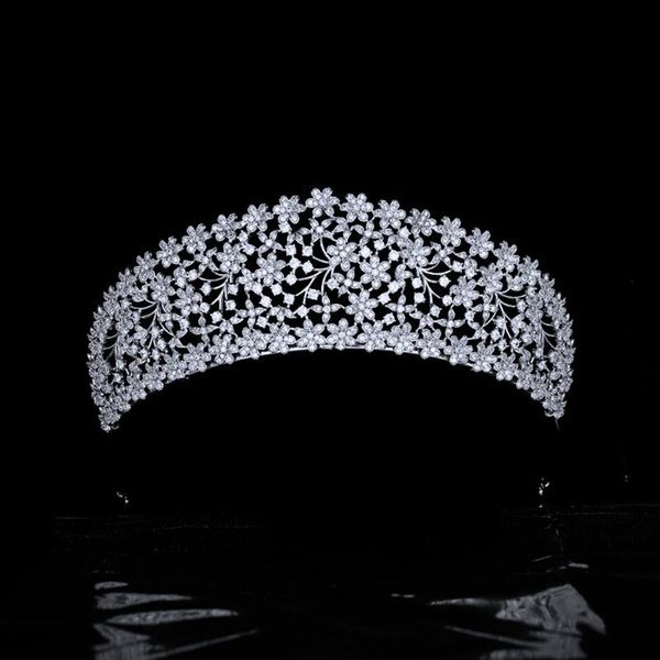 

hair clips & barrettes full zircon floral crown forest series wedding bridal tiara headdress model princess jewelry accessories hq0499, Golden;silver