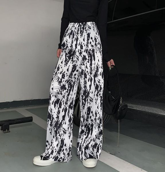 

ins casual style print women's clothing ulzzang straight pants streetwear fashion brand spring autumn capris, Black;white