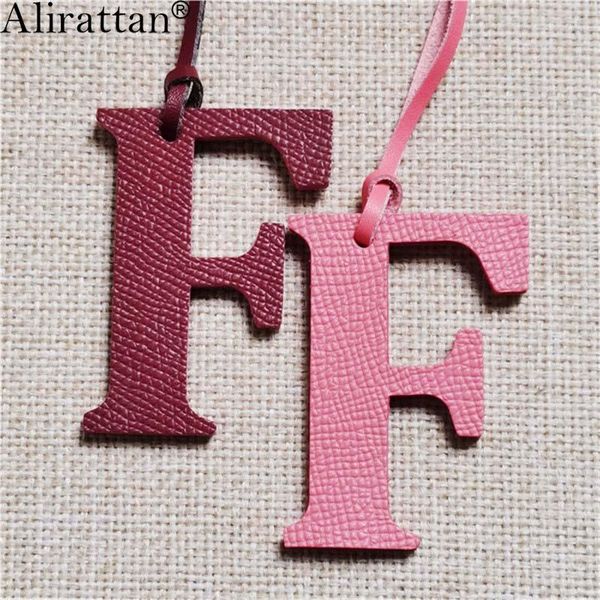 

bag parts & accessories 2021 english letters charm f luxury genuine natural leather character alphabet keychain backpack pendant, Black