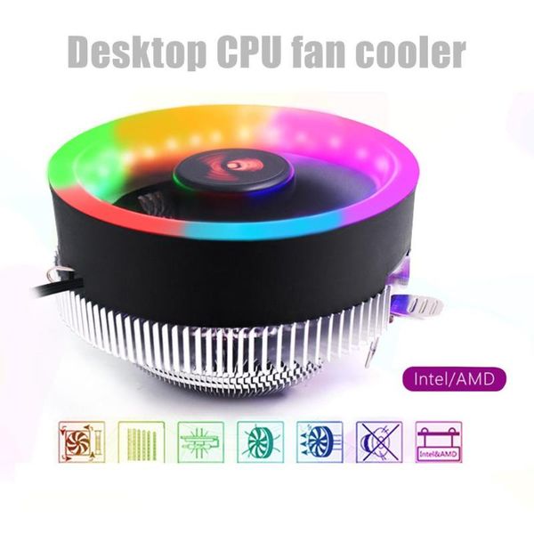 

rgb led computer pc cpu chassis cooling cooler silent fan 3 pin heat sink universal for inter amd fans & coolings
