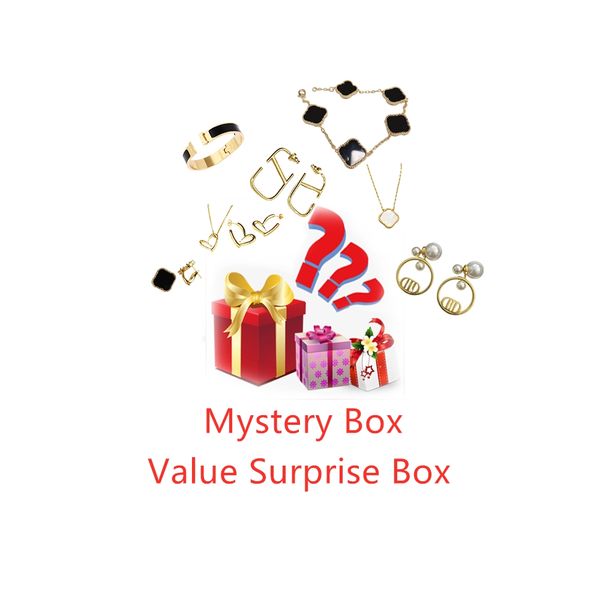 

mystery box jewelry surprise box designer earrings necklace bracelet luxury random send value jewelry gh, Golden;silver