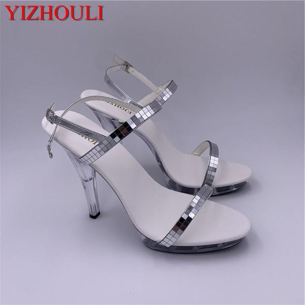 

style, beautiful, silver shiny high - heeled shoes, 12 cm model sandals, Black
