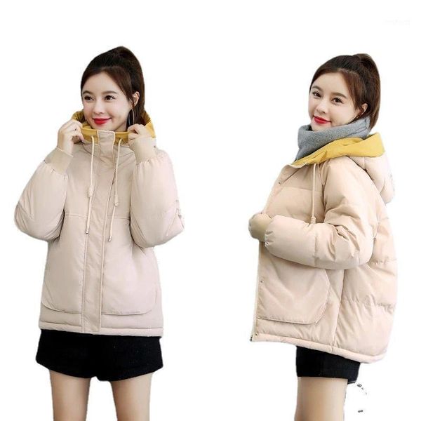 

women's down & parkas women winter jacket loose patchwork thickening warm coat hooded female cotton-padded short 006, Black