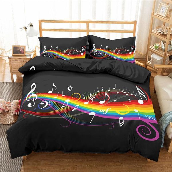 

home textile luxury 3d musical note print 2/3pcs comfortable duvet cover pillowcase bedding sets  and king eu/us/au size