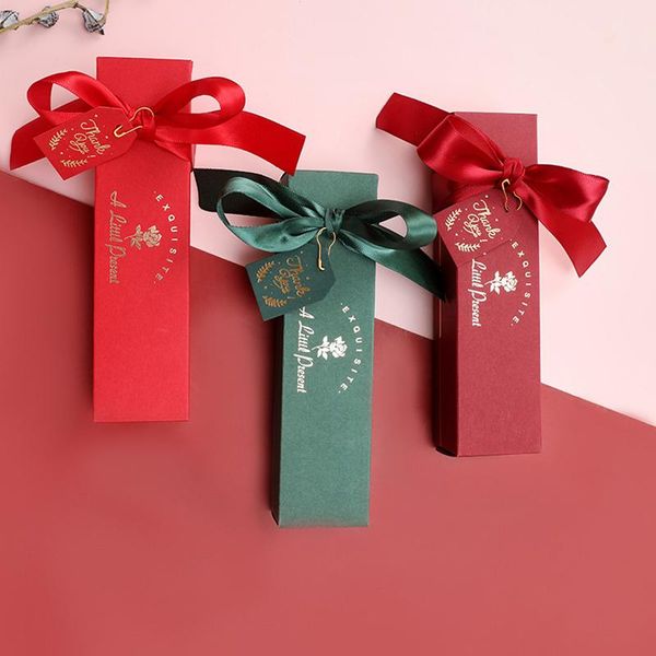 

small gift wrapping party rectangular box with ribbon paper candy wedding favor packaging wrap
