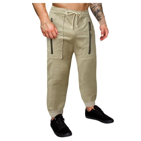 

men's pants overalls cargo solid color tooling multi-pocket casual leggings trousers fashion outdoor streetwear, Black
