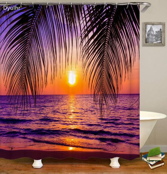 

modern and simple beach sea animal printing polyester waterproof mildew proof shower curtain home partition dyuihr curtains