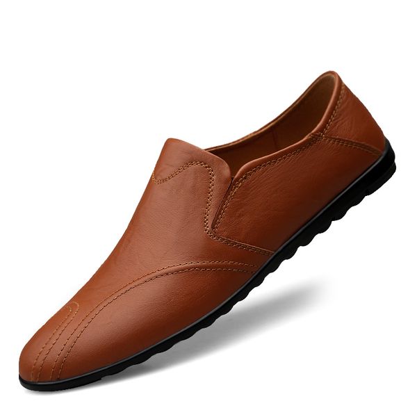 

man new summer autumn fashion hand-sewn casual shoes hombre soft-sole loafers moccasins male slip-on leisure young driving shoes, Black