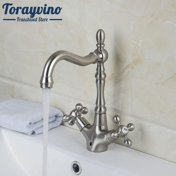 

bathroom sink faucets torayvino swivel bath tap bacia torneira solid brass nickel brushed & cold faucet mixer 2 handles basin