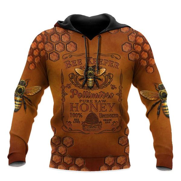 

men's hoodies & sweatshirts fall fashion retro hoodie beautiful beekeeper 3d printed sweatshirt zipper pullover casual street lon, Black