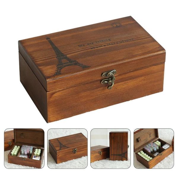 

1pc multifunctional storage box needlework wooden sundry organizer (coffee) sewing notions & tools, Black