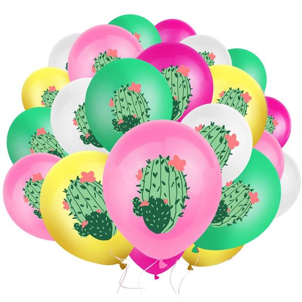 

party decoration 10pcs/lot 12 inch pearlescent color cartoon cactus latex balloon birthday summer hawaiian beach swimming pool decor ballon