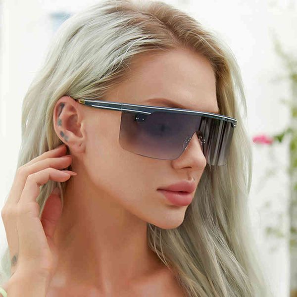 Maricr Büyük Boy Güneş Gözlüğü Kadın Marka Tasarımcısı Kare Düz Üst Perçin Degrade Lens Gözlük Kadın Erkek Vintage Ayna