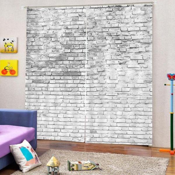 

curtain & drapes modern retro style gray brick wall large window polyester fabric for living room bedroom el indoor decor sets