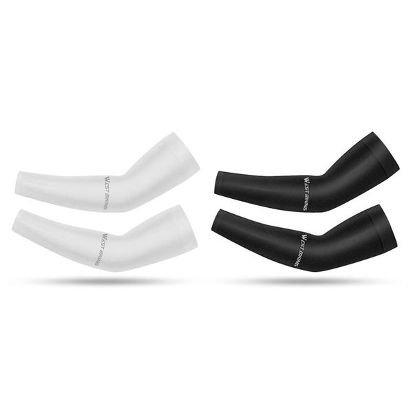 

elbow & knee pads 2pair west biking ice fabric running camping arm warmers sleeve cycling sleeves white black, Black;gray