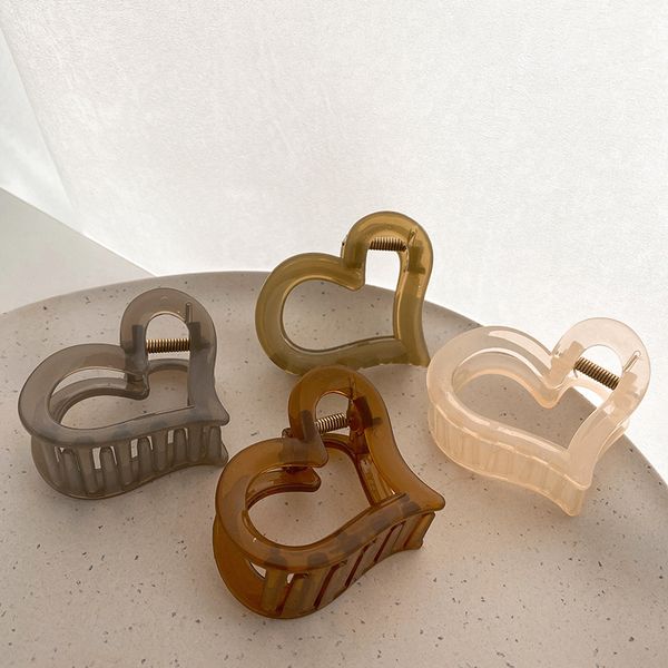 

retro solid color hair claw sweet heart shape hair clips ladies simple autumn hairgrips barrettes hair accessories, Slivery;golden