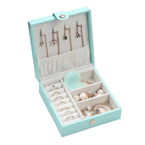 

pu jewelry box organizer storage necklace bracelet earring case holder gift portable travel ornaments cosmetic bags & cases