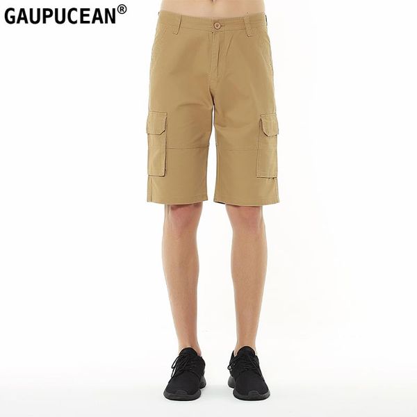 

gaupucean cotton knee length man casual chino short pants solid straight summer khaki black army green men cargo shorts men's, White;black