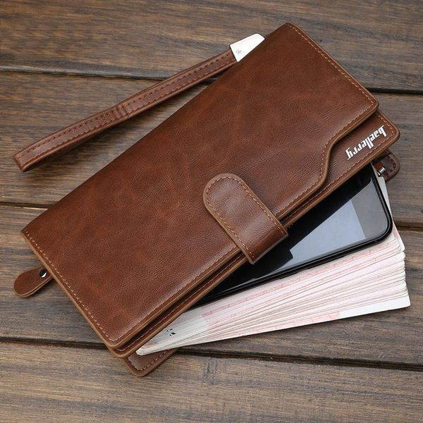 

wallets leather retro portable men's wallet multi functional business handbag korean zipper buckle mobile phone bag, Red;black