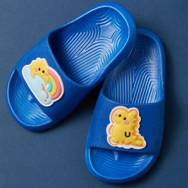 

summer dinosaur children' slippers for boys sandals parent-child kids rainbow pvc soft casual beach shoes qq316 210712, Black;grey
