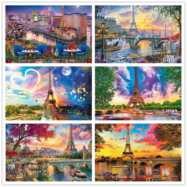 

diamond painting 5d diy scenery tower full drill embroidery kit, city paris art rhinestone cross stitch, home decoration