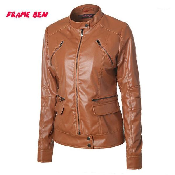 

women's jackets frame ben spring autumn women pu jacket slim fashion hooded punk outwear motorcycle leather casual coat, Black;brown