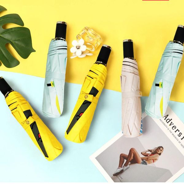 

umbrellas three fold creative women's sunshade sunny umbrella black plastic sunscreen uv proof folding sun umbrellaa776