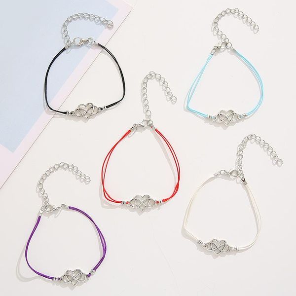 

link, chain friends friendship card bracelet simple love heart 8-character couple jewelry, Black