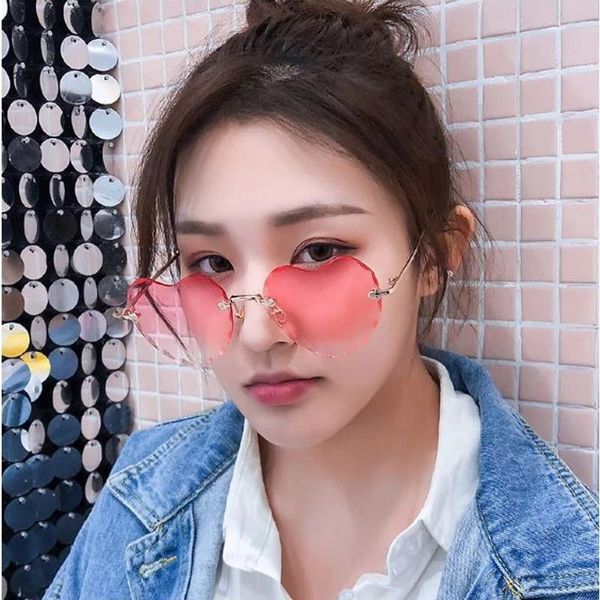 

sunglasses 2021 candy love ladies fashion rimless gradient, White;black