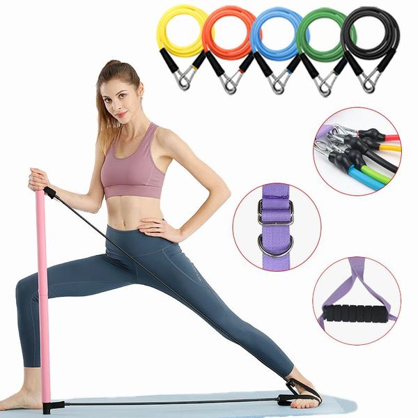 

resistance bands multifunctional fitness pilates bar kit gym workout stick exercise with band body building yoga rope