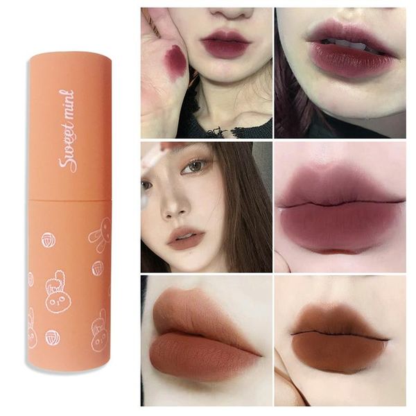 

lip gloss mud glaze women velvet matte lipstick orange strawberry lasting color soft and fine silky easy to smudge tslm1