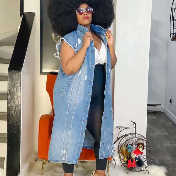 

denim coat women's medium length hole printed denim windbreaker, Black;brown