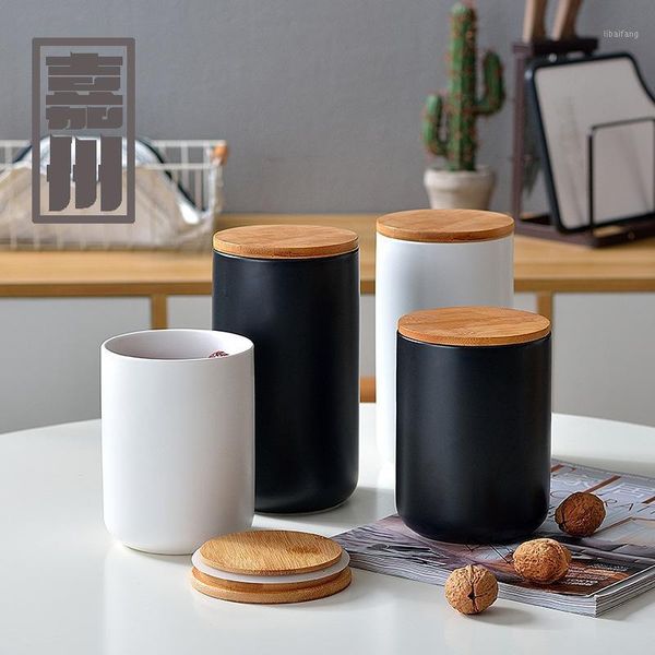 

storage bottles & jars fashion matte ceramic sealed jar tea coffee candy miscellaneous grain seasoning exquisite solid color home