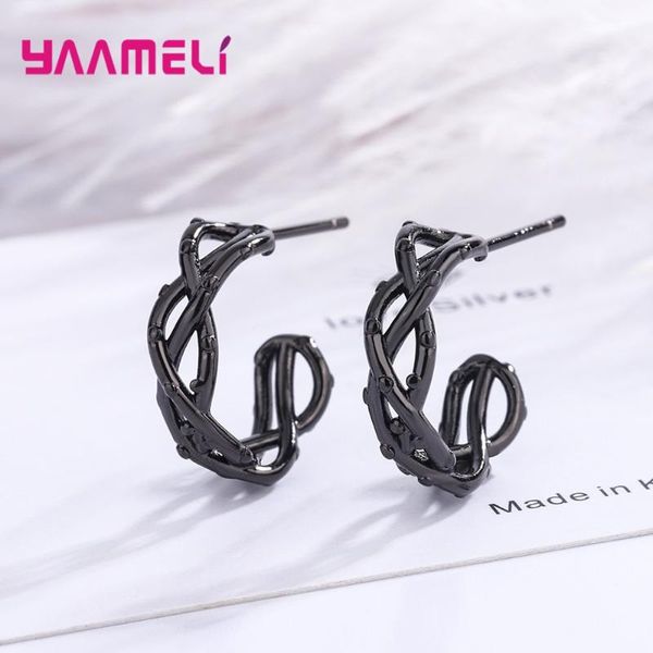 

stud arrival vintage korean style black earrings for women girls party 925 sterling silver trendy jewelry wholesale, Golden;silver