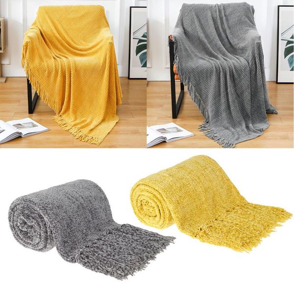 

blankets chenille throw blanket cozy decorative for couch sofa bed super soft knitted with fringe tassel