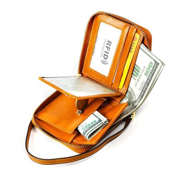 

fashion genuine leather rfid women wallet id card holder coin purse oil wax zipper small women's wallets, Red;black